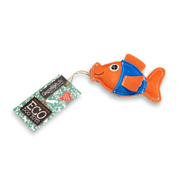 Goldie the Goldfish eco-friendly dog and cat toy green and wilds